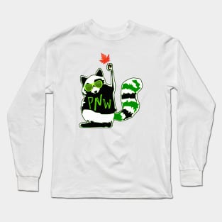 PNW Rebel Raccoon Maple Leaf Long Sleeve T-Shirt